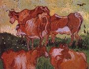 Vincent Van Gogh Cows (nn04) oil